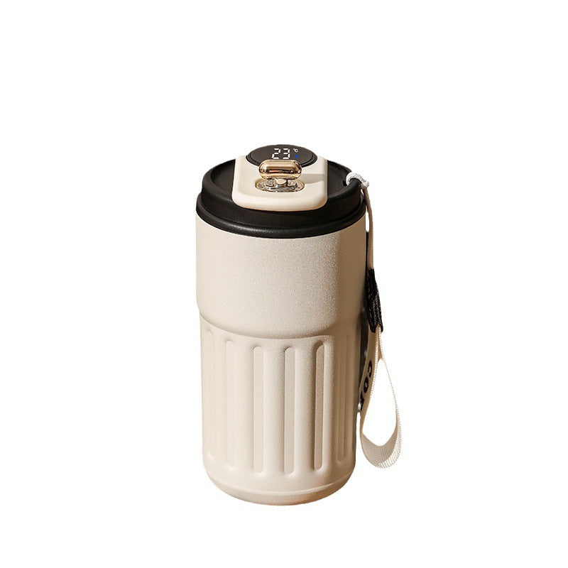 Smart Digital Thermal Bottle Portable Coffee Mug Stainless Steel Water Bottle In-Car Insulated Cup Keep Cold Vacuum Flasks 450ml Quick Loop