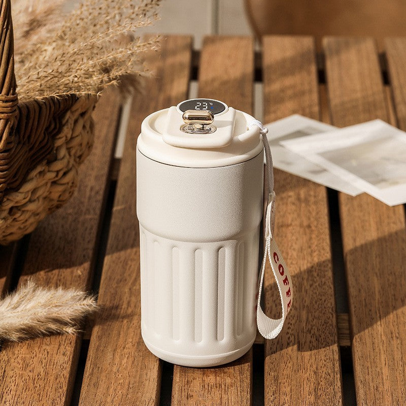 Smart Digital Thermal Bottle Portable Coffee Mug Stainless Steel Water Bottle In-Car Insulated Cup Keep Cold Vacuum Flasks 450ml Quick Loop