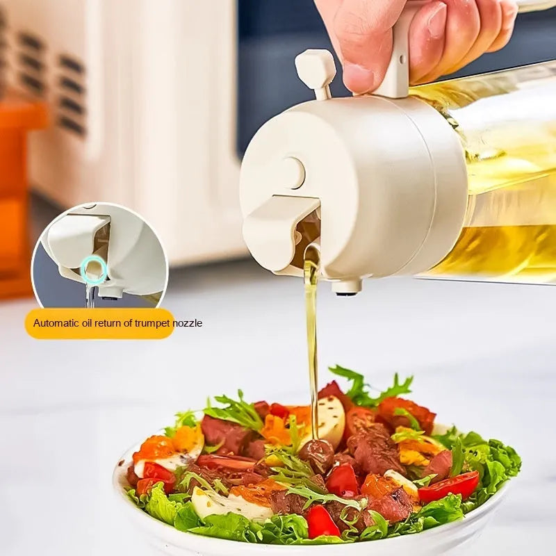 470ML Olive Oil Sprayer Dispenser For Cooking BBQ 2 In 1 Glass Oil Vinegar Soy Sauce Spray Kitchen Oil Bottle For Air Fryer Quick Loop