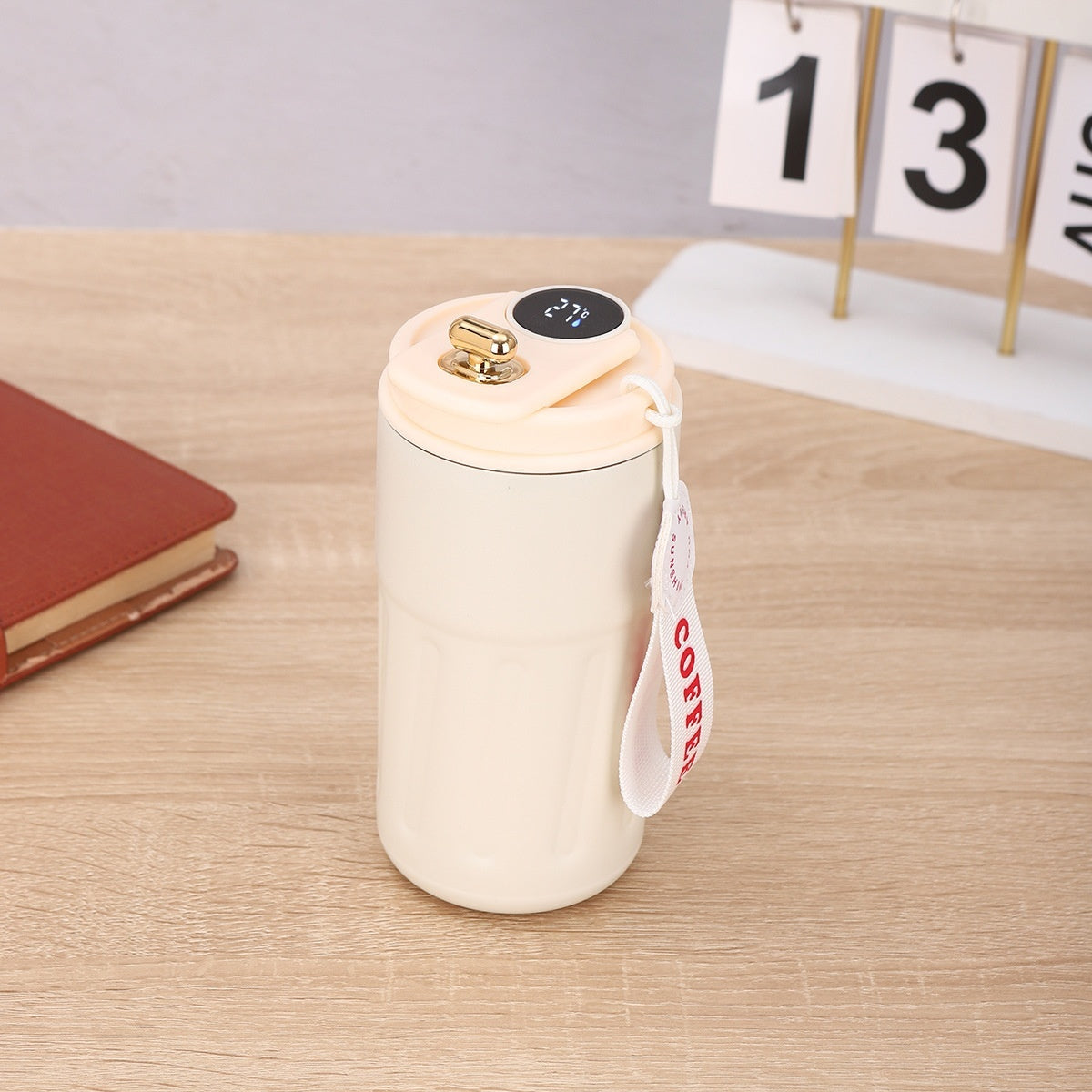 Smart Digital Thermal Bottle Portable Coffee Mug Stainless Steel Water Bottle In-Car Insulated Cup Keep Cold Vacuum Flasks 450ml Quick Loop