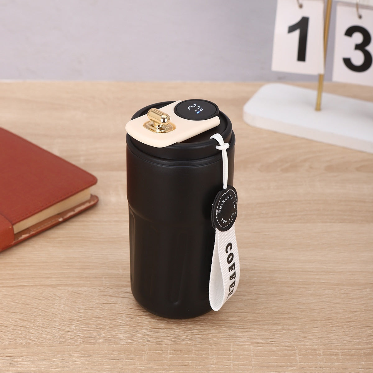 Smart Digital Thermal Bottle Portable Coffee Mug Stainless Steel Water Bottle In-Car Insulated Cup Keep Cold Vacuum Flasks 450ml Quick Loop