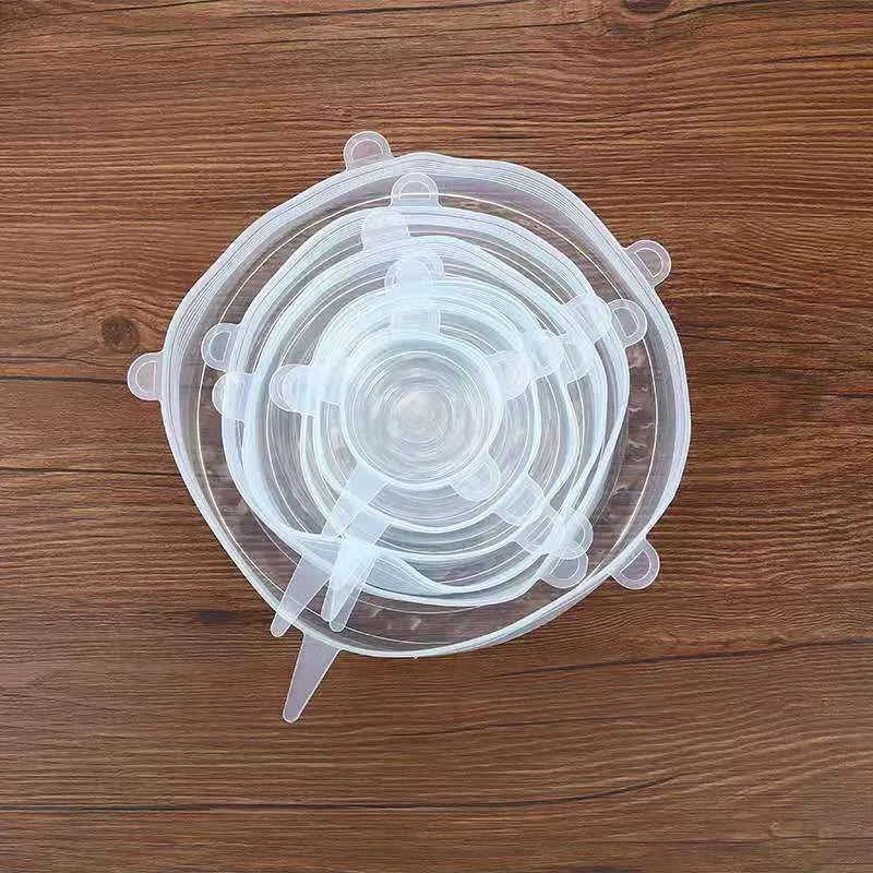 6Pcs Food Silicone Cover Fresh-keeping Dish Stretchy Lid Cap Reusable Wrap Organization Storage Tool Kitchen Accessories 6PCS Silicone Stretch Lids Quick Loop