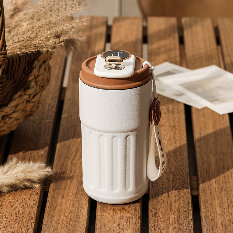 Smart Digital Thermal Bottle Portable Coffee Mug Stainless Steel Water Bottle In-Car Insulated Cup Keep Cold Vacuum Flasks 450ml Quick Loop