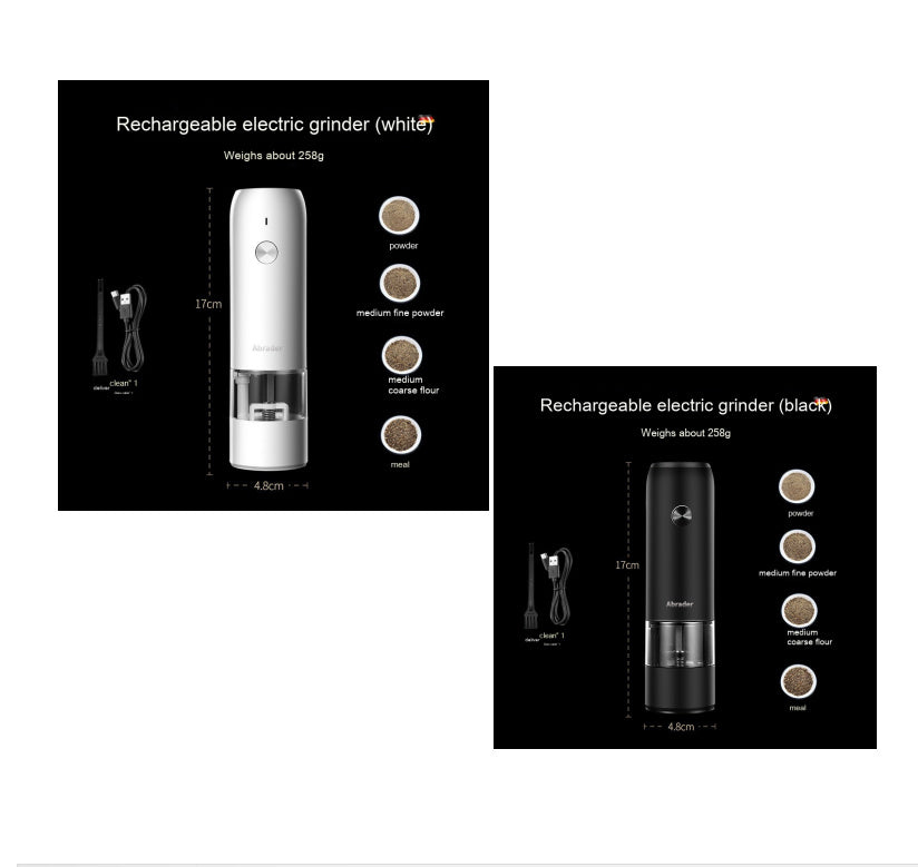 Rechargeable Electric Pepper And Salt Grinder Set One-Handed No Battery Needed Automatic Grinder With Adjustable Coarseness LED Light Refillable Quick Loop