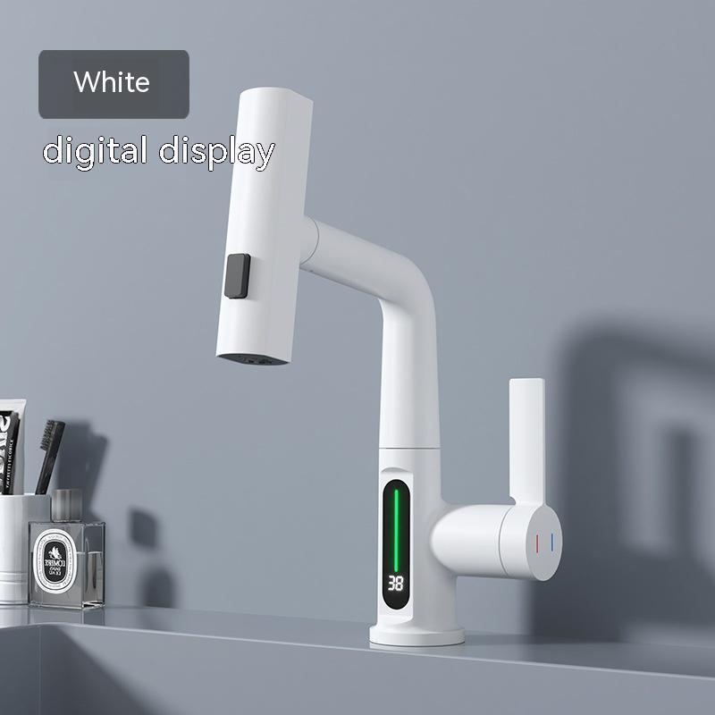 Intelligent Digital Display Faucet Pull-out Basin Faucet Temperature Digital Display Rotation Quick Loop