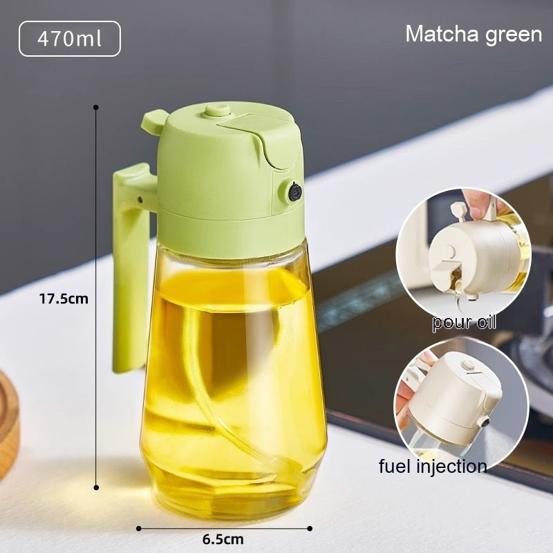 470ML Olive Oil Sprayer Dispenser For Cooking BBQ 2 In 1 Glass Oil Vinegar Soy Sauce Spray Kitchen Oil Bottle For Air Fryer Quick Loop
