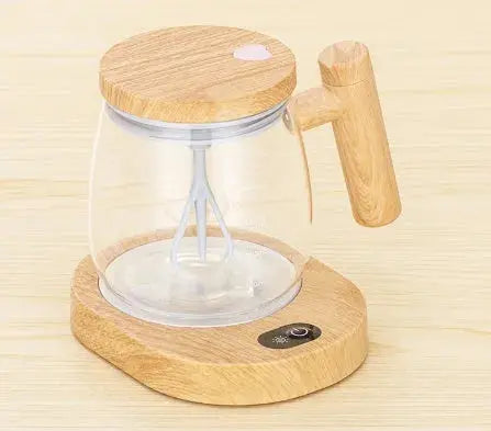Glass container with wooden lid and handle on a wooden base