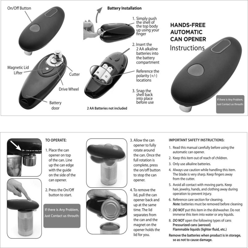 Electric Can Opener Automatic Jar Bottle Can Machine One Touch Portable Kitchen Hand Free Opening Opener Tool Gadgets Quick Loop