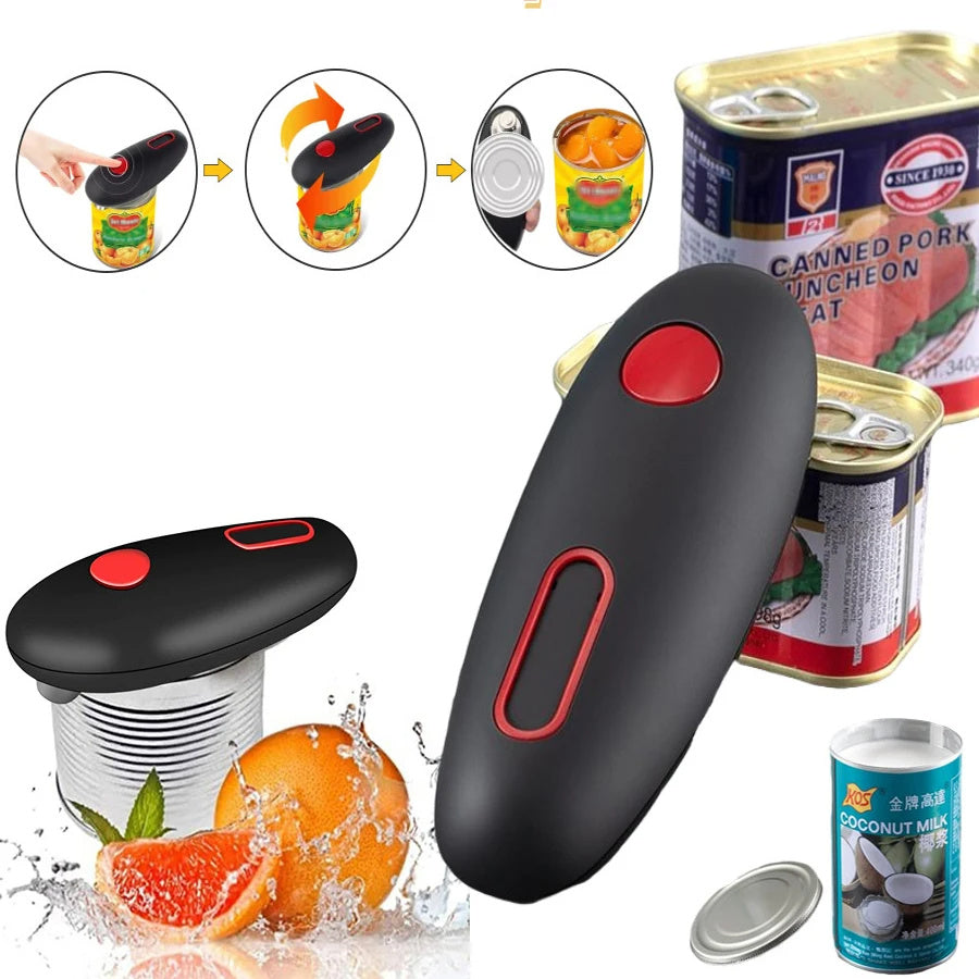 Electric Can Opener Automatic Jar Bottle Can Machine One Touch Portable Kitchen Hand Free Opening Opener Tool Gadgets Quick Loop
