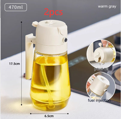 470ML Olive Oil Sprayer Dispenser For Cooking BBQ 2 In 1 Glass Oil Vinegar Soy Sauce Spray Kitchen Oil Bottle For Air Fryer Quick Loop