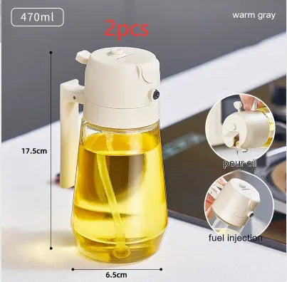 470ML Olive Oil Sprayer Dispenser For Cooking BBQ 2 In 1 Glass Oil Vinegar Soy Sauce Spray Kitchen Oil Bottle For Air Fryer Quick Loop