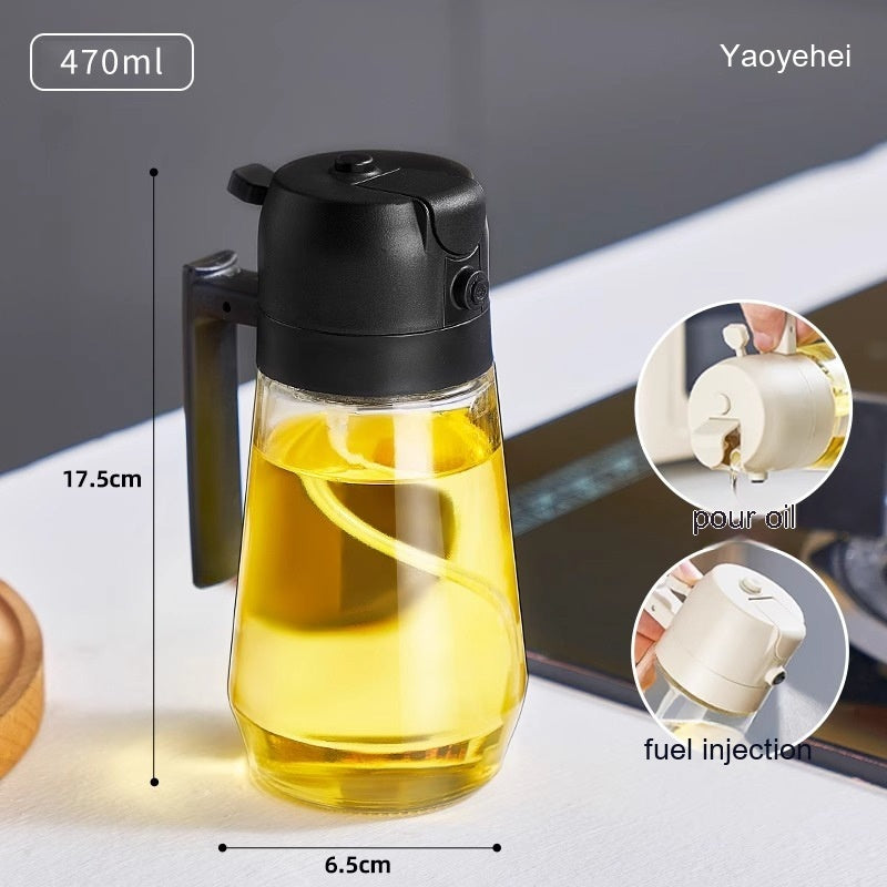 470ML Olive Oil Sprayer Dispenser For Cooking BBQ 2 In 1 Glass Oil Vinegar Soy Sauce Spray Kitchen Oil Bottle For Air Fryer Quick Loop