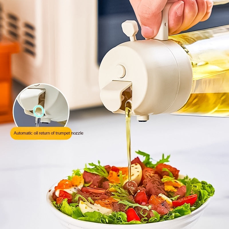 470ML Olive Oil Sprayer Dispenser For Cooking BBQ 2 In 1 Glass Oil Vinegar Soy Sauce Spray Kitchen Oil Bottle For Air Fryer Quick Loop