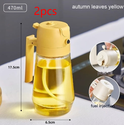 470ML Olive Oil Sprayer Dispenser For Cooking BBQ 2 In 1 Glass Oil Vinegar Soy Sauce Spray Kitchen Oil Bottle For Air Fryer Quick Loop