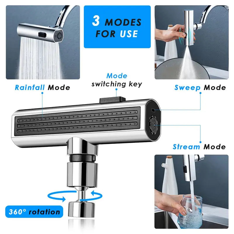 Kitchen Faucet Waterfall Outlet Splash Proof Universal Rotating Bubbler Multifunctional Water Nozzle Extension Kitchen Gadgets Quick Loop