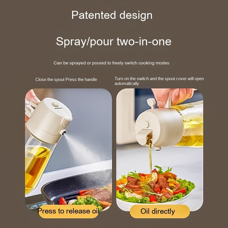 470ML Olive Oil Sprayer Dispenser For Cooking BBQ 2 In 1 Glass Oil Vinegar Soy Sauce Spray Kitchen Oil Bottle For Air Fryer Quick Loop