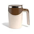 Two-toned mug with a brown top and beige bottom on a white background