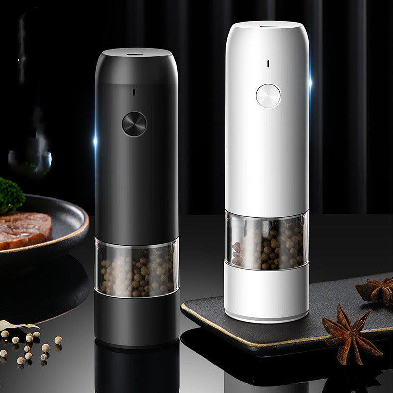 Rechargeable Electric Pepper And Salt Grinder Set One-Handed No Battery Needed Automatic Grinder With Adjustable Coarseness LED Light Refillable Quick Loop