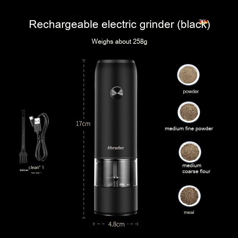 Rechargeable Electric Pepper And Salt Grinder Set One-Handed No Battery Needed Automatic Grinder With Adjustable Coarseness LED Light Refillable Quick Loop