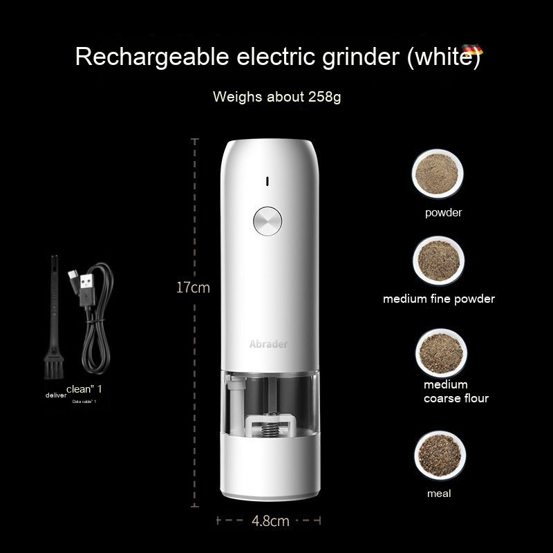 Rechargeable Electric Pepper And Salt Grinder Set One-Handed No Battery Needed Automatic Grinder With Adjustable Coarseness LED Light Refillable Quick Loop