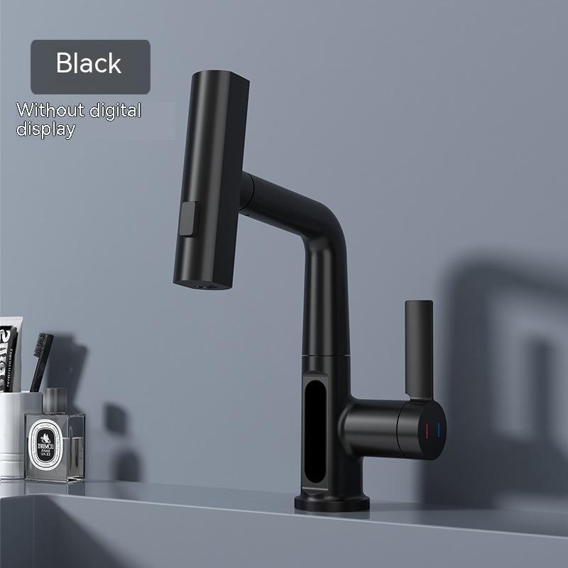 Intelligent Digital Display Faucet Pull-out Basin Faucet Temperature Digital Display Rotation Quick Loop