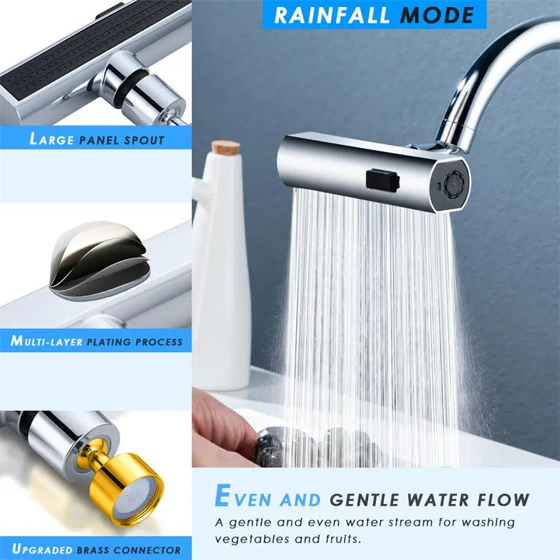 Kitchen Faucet Waterfall Outlet Splash Proof Universal Rotating Bubbler Multifunctional Water Nozzle Extension Kitchen Gadgets Quick Loop