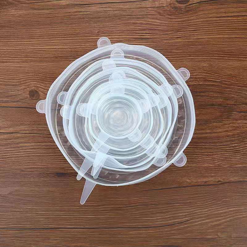 6Pcs Food Silicone Cover Fresh-keeping Dish Stretchy Lid Cap Reusable Wrap Organization Storage Tool Kitchen Accessories 6PCS Silicone Stretch Lids Quick Loop