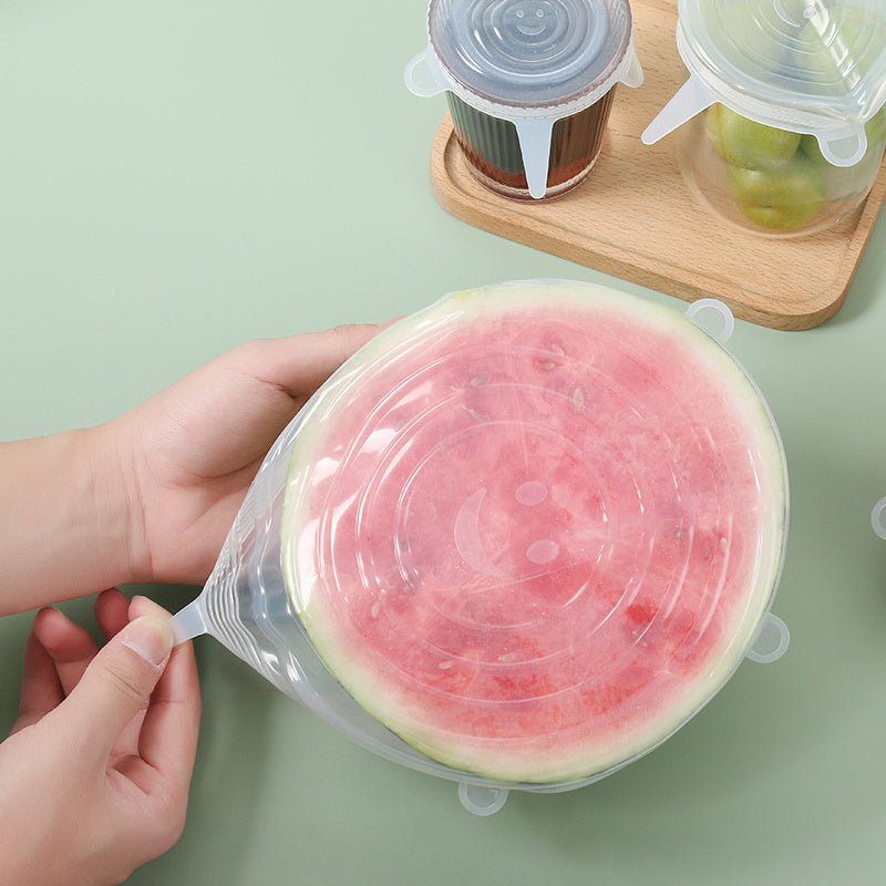 6Pcs Food Silicone Cover Fresh-keeping Dish Stretchy Lid Cap Reusable Wrap Organization Storage Tool Kitchen Accessories 6PCS Silicone Stretch Lids Quick Loop