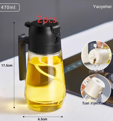 470ML Olive Oil Sprayer Dispenser For Cooking BBQ 2 In 1 Glass Oil Vinegar Soy Sauce Spray Kitchen Oil Bottle For Air Fryer Quick Loop