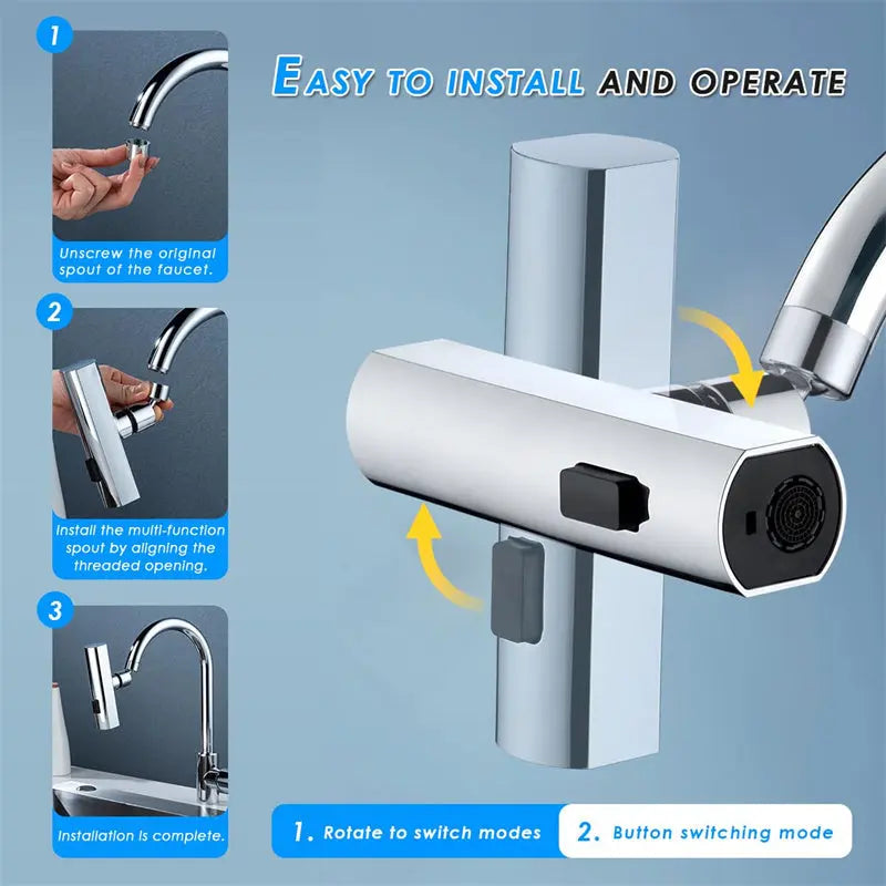 Kitchen Faucet Waterfall Outlet Splash Proof Universal Rotating Bubbler Multifunctional Water Nozzle Extension Kitchen Gadgets Quick Loop