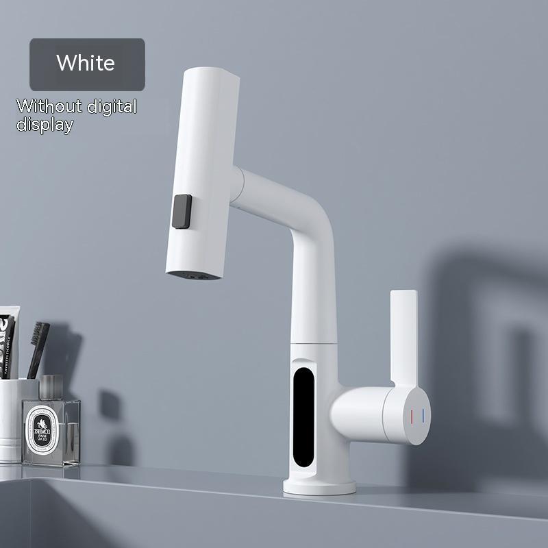 Intelligent Digital Display Faucet Pull-out Basin Faucet Temperature Digital Display Rotation Quick Loop